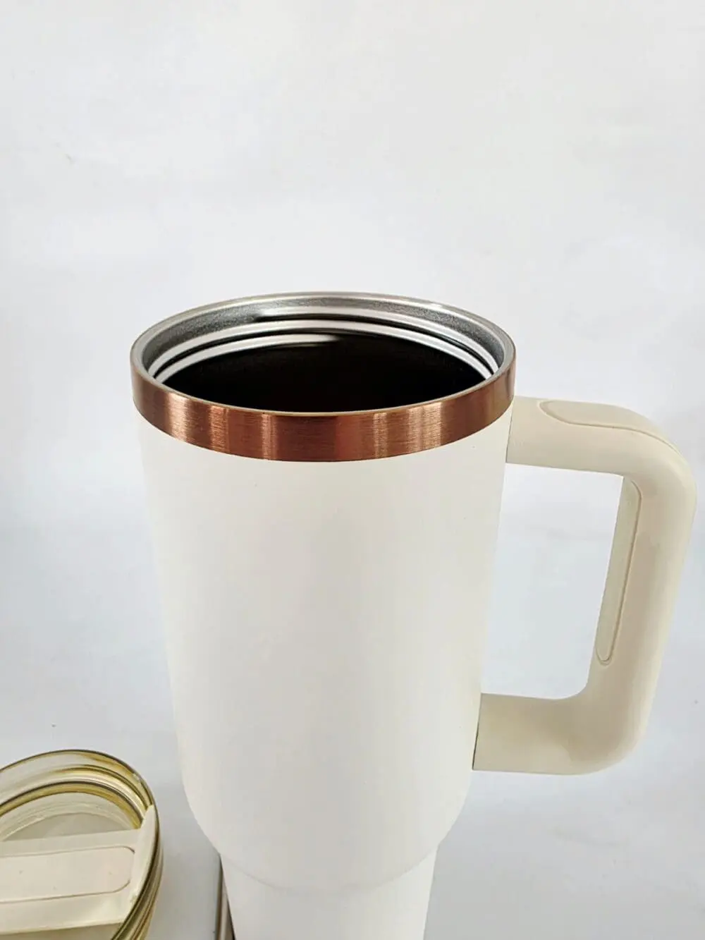 Laser Engraving : 40oz Black & Cream Laser Engraving Tumbler with Rose Gold Base (Stanley Dupe)