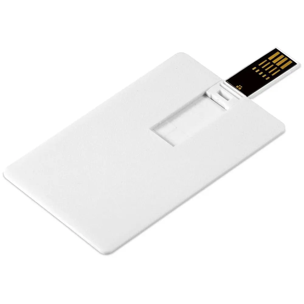 8gigflatwhiteUSB3 Technology : White Credit Card USB Drive, 8gigs (Blank or UV Print)