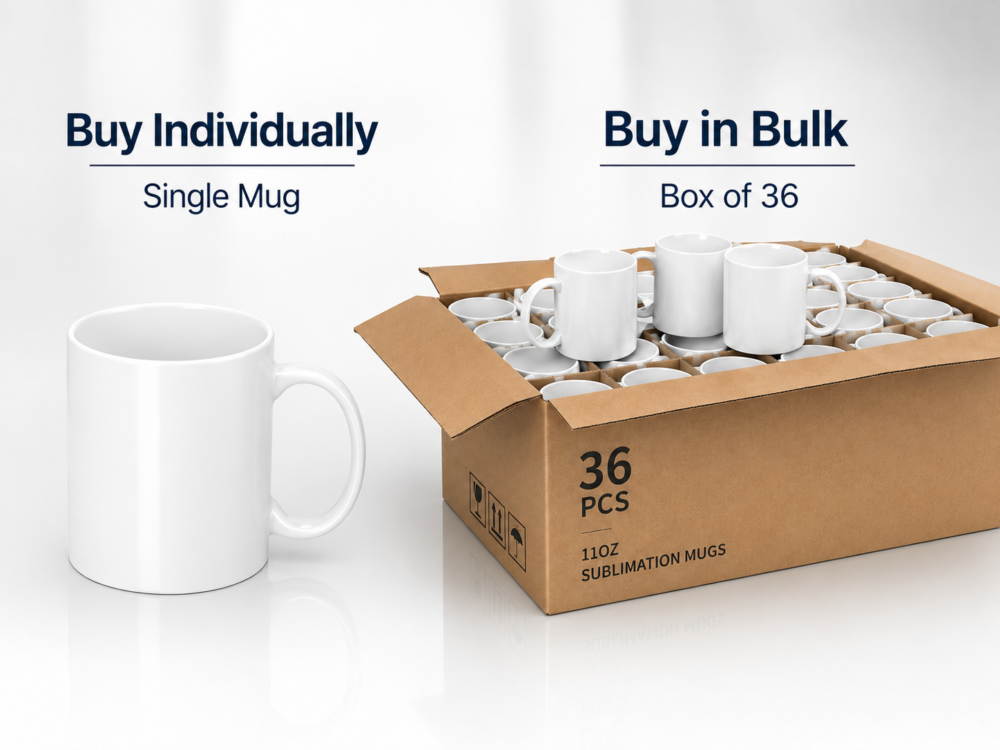 Sublimation Blanks : 11oz White A Grade Mugs (Individual or box of 36)