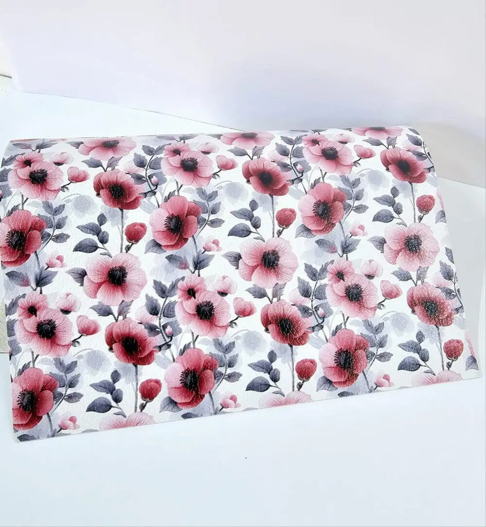 Faux Leather : 1 Piece Pink Watercolour Floral (WCF1)-01