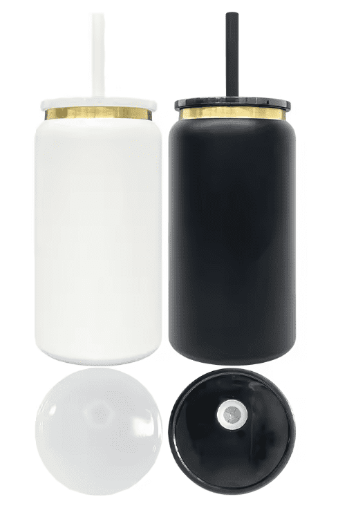 PowderCoatedLibbeyBlackWhite Libbey : 16oz Steel Libbey's/Cola Shaped Tumblers (White & Black)