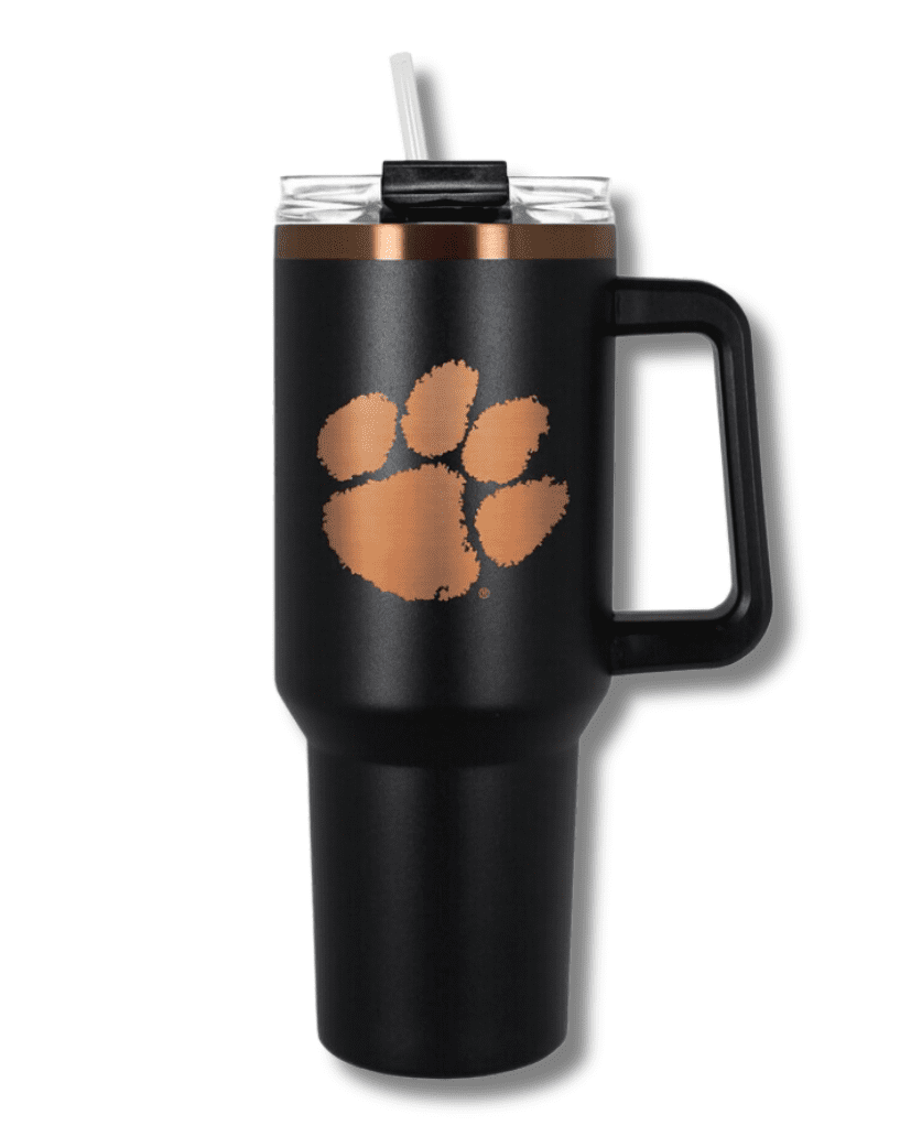Laser Engraving : 40oz Black & Cream Laser Engraving Tumbler with Rose Gold Base (Stanley Dupe)