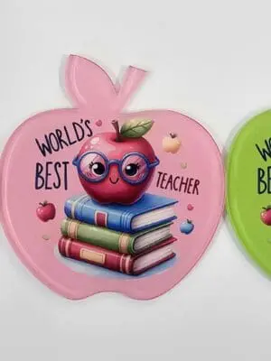 Laser Sublimation Blanks : Subli-Acrylic Teacher Apple Coasters (3mm or 4mm)