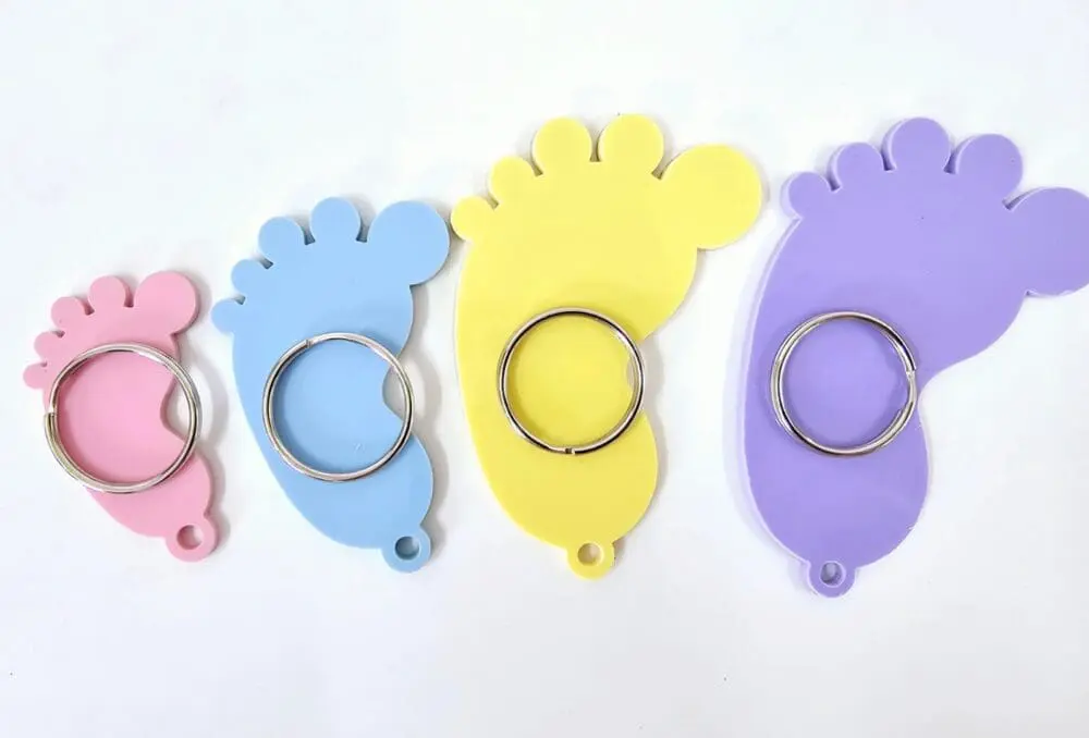 Direct UV Print : Pastel Acrylic Range : Baby Foot Keychain, Disc + Split Keyring (7 Colours)