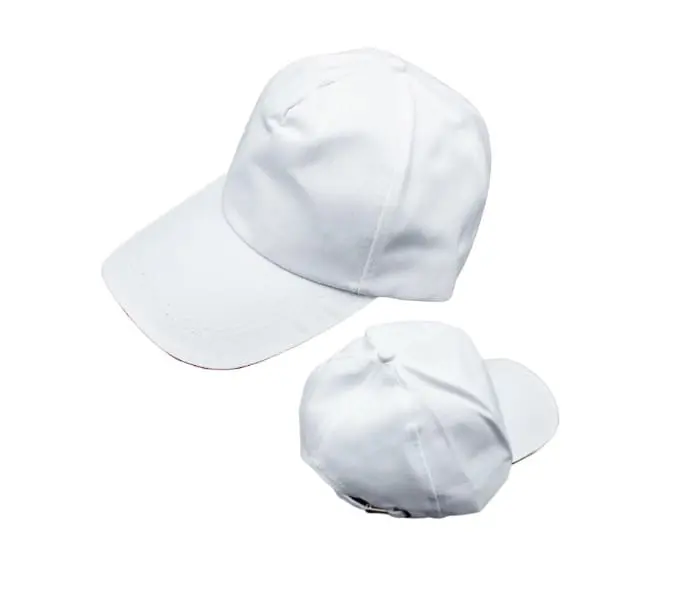 Peak Caps White Sublimation Blanks : Peak White Polyester Caps with metal clip