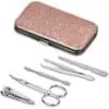 Rose Gold Glitter Pu Leather Manicure Tools and case Manicure Set : 5-Piece Rose Gold Glitter Manicure & Pedicure Set (CODE: PC-AM-146-B)