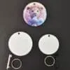 Subli Acyrlic Keychain 5 and 6 Laser Sublimation Blanks : 3mm or 4mm Subli-Acrylic Circle Keychain, 4, 5 & 6cm with split keyring & clip