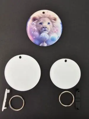 Laser Sublimation Blanks : 3mm or 4mm Subli-Acrylic Circle Keychain, 4, 5 & 6cm with split keyring & clip