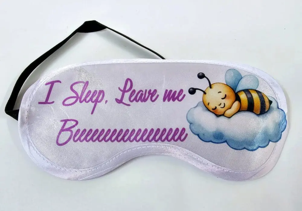 Sublimation Blanks : Eye Mask, Silver White satin with flexible black elastic band (CODE: GIFT-17560)