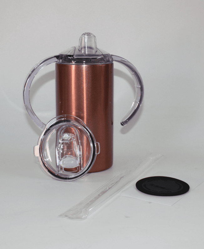 Sublimation Blanks : Seamless ROSE GOLD 12oz Straight Sippy Tumblers with Dual Lid
