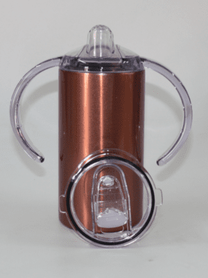 12ozSippyRG2 Sublimation Blanks : Seamless ROSE GOLD 12oz Straight Sippy Tumblers with Dual Lid