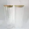 25OZ Group Glass Tumblers Sublimation Blanks : 25oz Glass Libbey Tumblers with Bamboo Lids (Clear or Frosted)