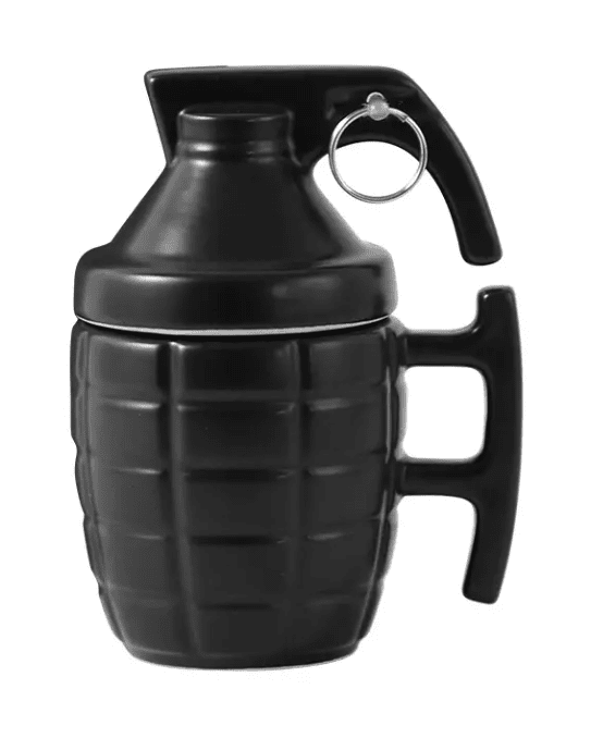 GrandeBlack2 Limited Edition : Novelty 12oz Black Ceramic Grenade Mugs With Lid