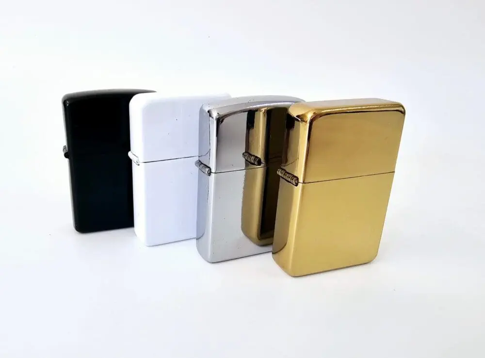 Group Zippo Lighters Sublimation Blanks : Zippo Style Lighters (Black, Gold, Silver & White)