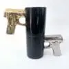 Novelty Mugs :  Pistol Gun Cup Ceramic Coffee Mug With Handle (Silver or Gold)
