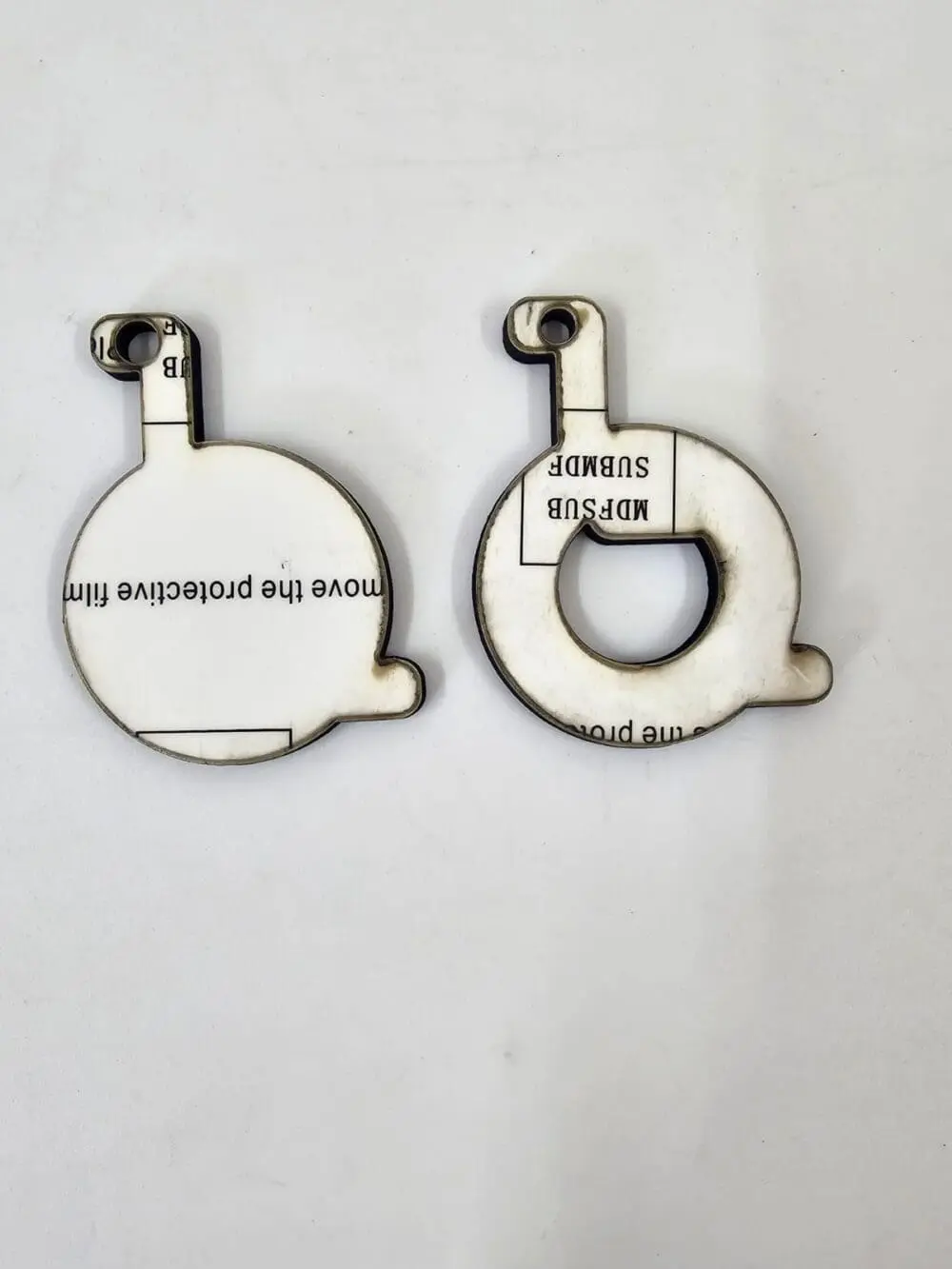 MDF Wheelchair Handicape Laser Sublimation Blanks : Super Glossy 3mm Single or Double Sided Sublimation MDF Wheelchair Keychain + 30mm Split Keyring