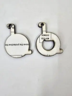 MDF Wheelchair Handicape Laser Sublimation Blanks : Super Glossy 3mm Single or Double Sided Sublimation MDF Wheelchair Keychain + 30mm Split Keyring