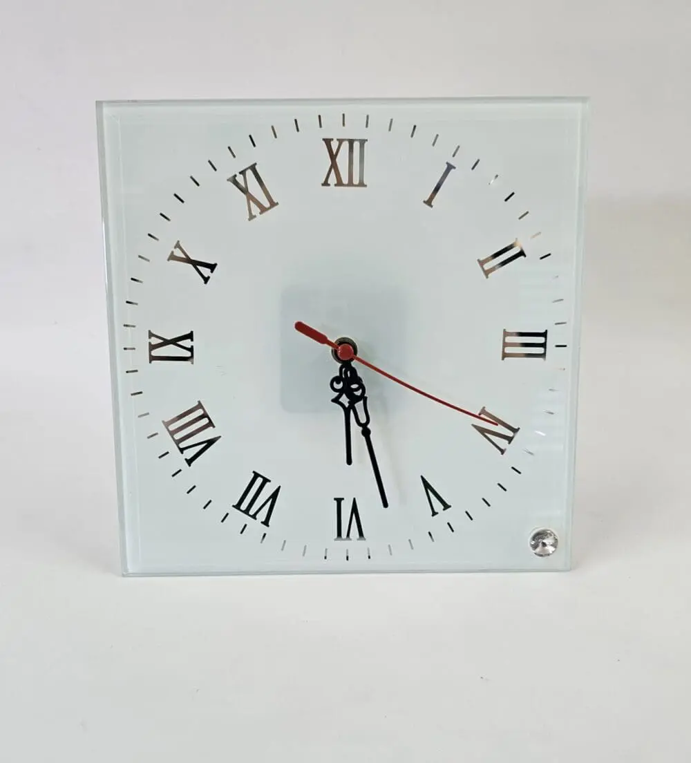 Mirror Glass 20cm Sublimation Blanks : Glass, Mirror Square Clock (With Roman Numerals)