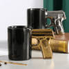 Novelty Mugs :  Pistol Gun Cup Ceramic Coffee Mug With Handle (Silver or Gold)