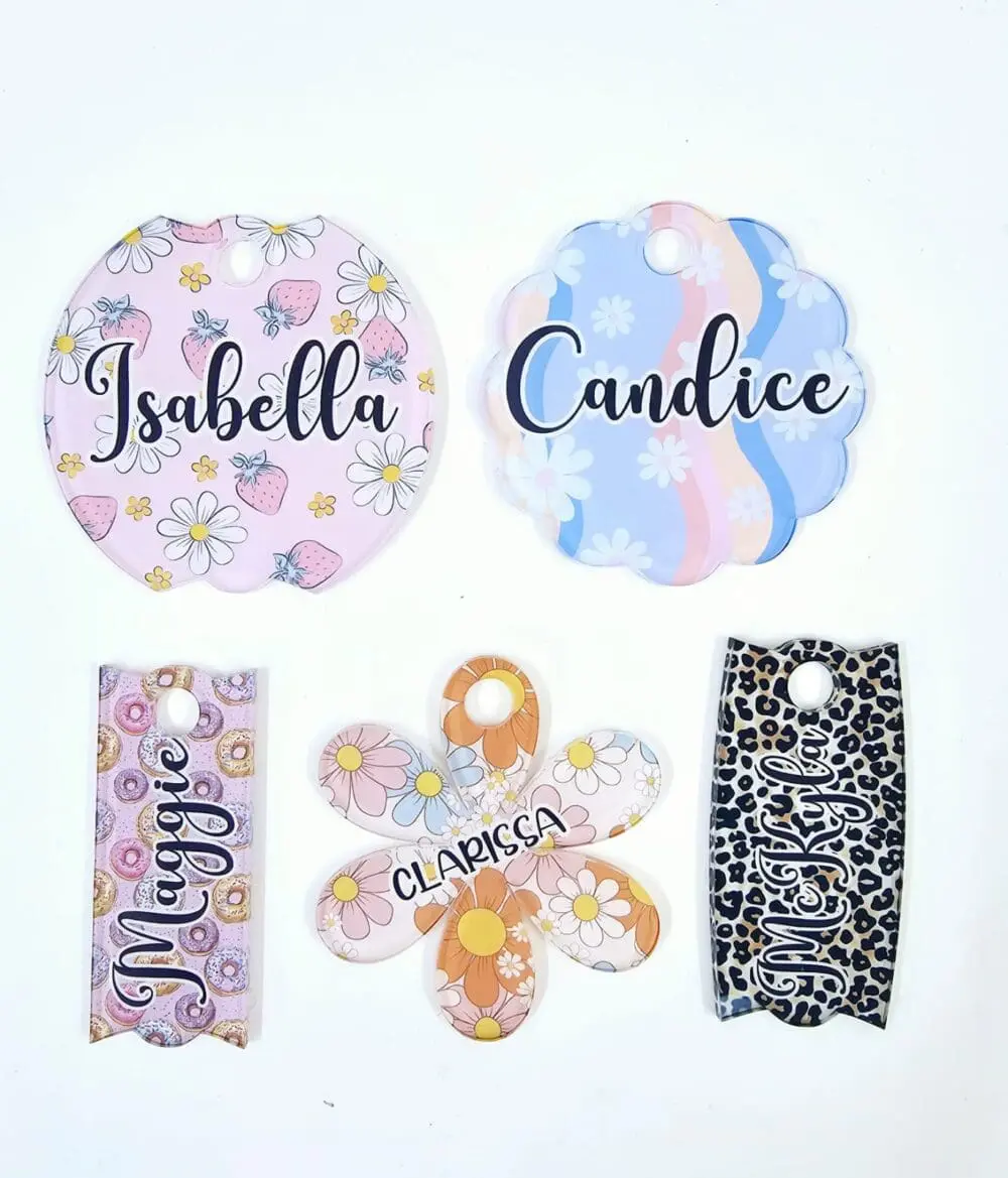 Subli Nameplate2 Laser Sublimation Blanks : 3mm or 4mm Subli-Acrylic 40oz Stanley Acrylic Name Plate (5 Styles)