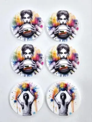 UV DTF Direct Print : 3mm WHITE Acrylic 4cm Tokens (Single or Double Sided print)