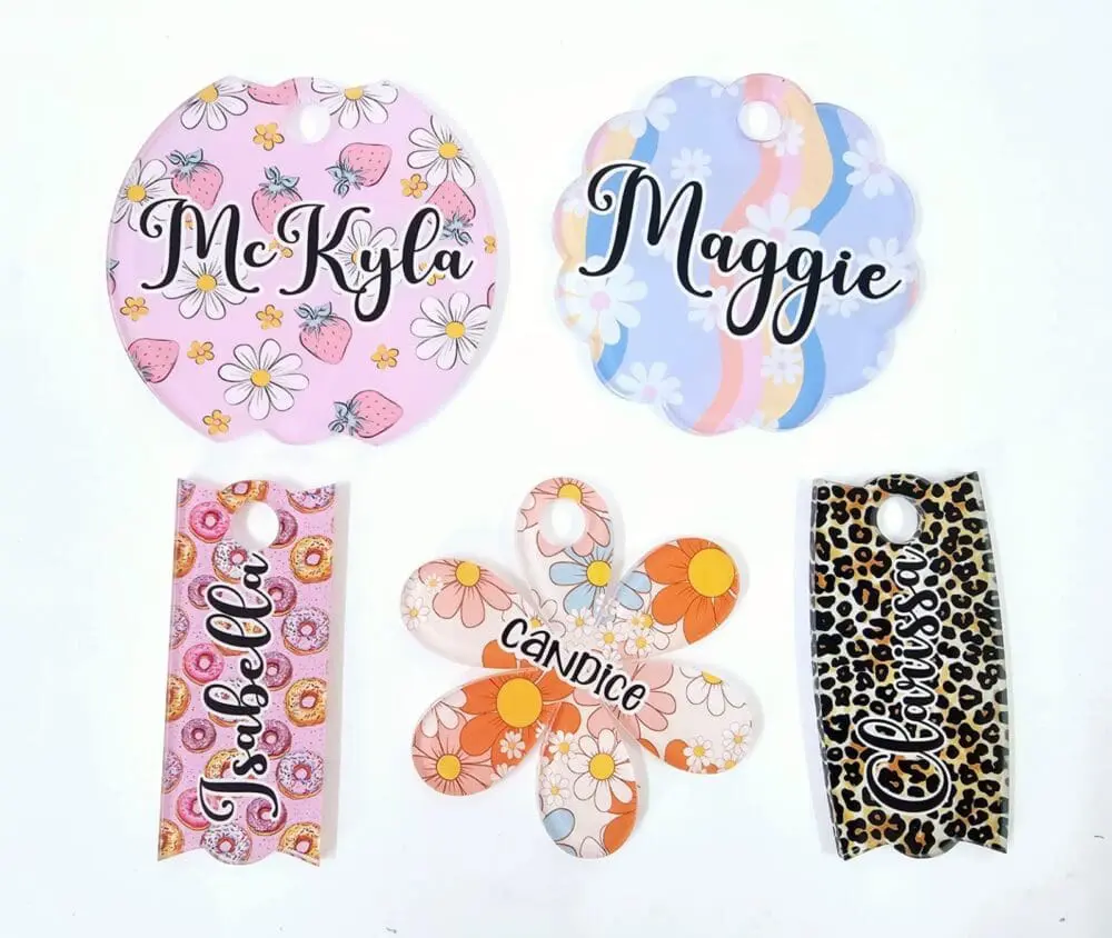 UV Print Direct Nameplates40oz2 UV DTF Direct Print : 3mm CLEAR 40oz Stanley Acrylic Name Plate (5 Styles)
