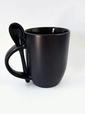 11oz Black Mug with spoon Sublimation Blanks : Sublimation 11oz Matte Black Magic Mug and Spoon Set (For Sublimation) (TTX)