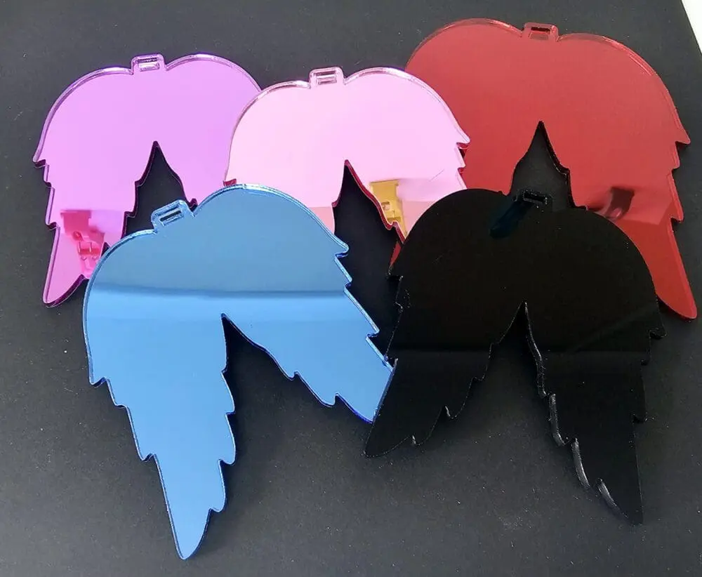 Laser Acrylic Shapes : MIRROR Acrylic Christmas Tree Shapes : Angel Wings Small/Large (3mm) [Black, Purple, Pink, Red, Blue]