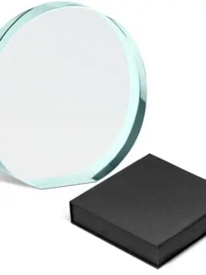 Award/Trophy : UV Direct Print, 3cm thick Standing Circular Glass Award (AWARD-105)