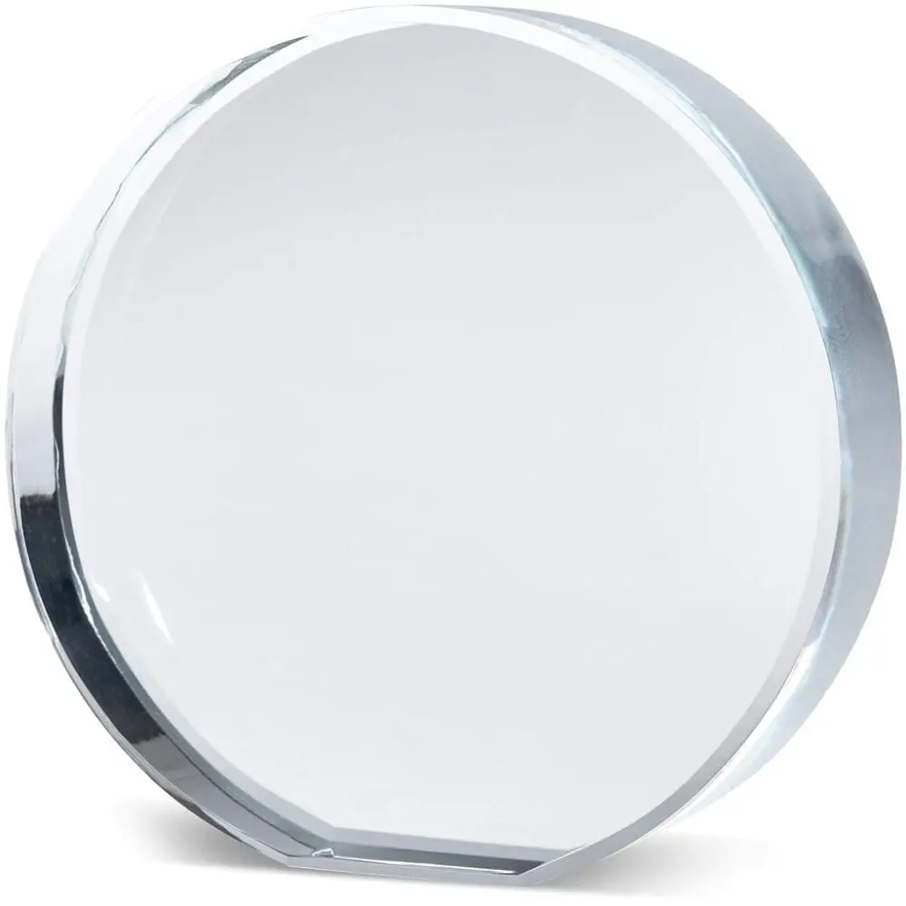 Award/Trophy : UV Direct Print 2cm thick Standing Mini Circular Glass Award (AWARD-1400-T)