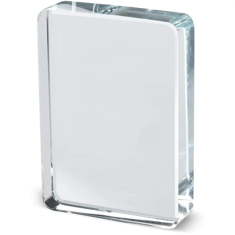 Award/Trophy : UV Direct Print, 2cm thick Standing Mini Curved Rectangle Glass Award (AWARD-1405)