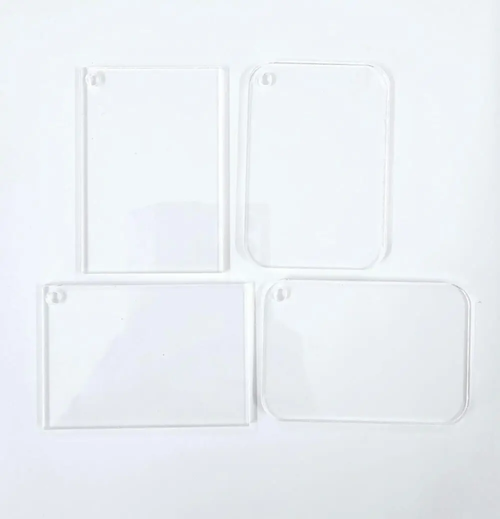 Keychain Rectangle Clear Laser Sublimation Blanks : 3 or 4mm RECTANGLE, 7.3 by 5cm Portrait or Landscape Subli-Acrylic, Disc + with split keyring & clip