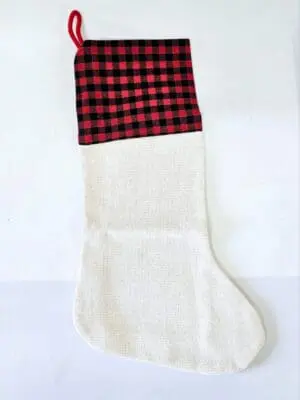 Christmas Blanks : Black/Red Checked Top Plaid Canvas Christmas Stocking