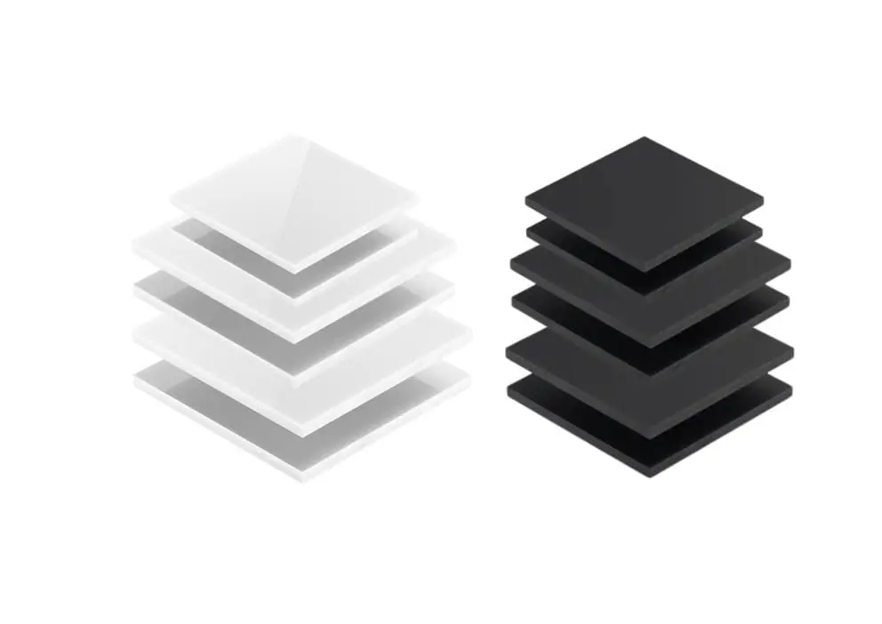 Squares Laser Acrylic Blanks : BLACK & WHITE Various SQUARE 10, 12, 15, 18, 20, 25 & 30cm in 3mm & 5mm