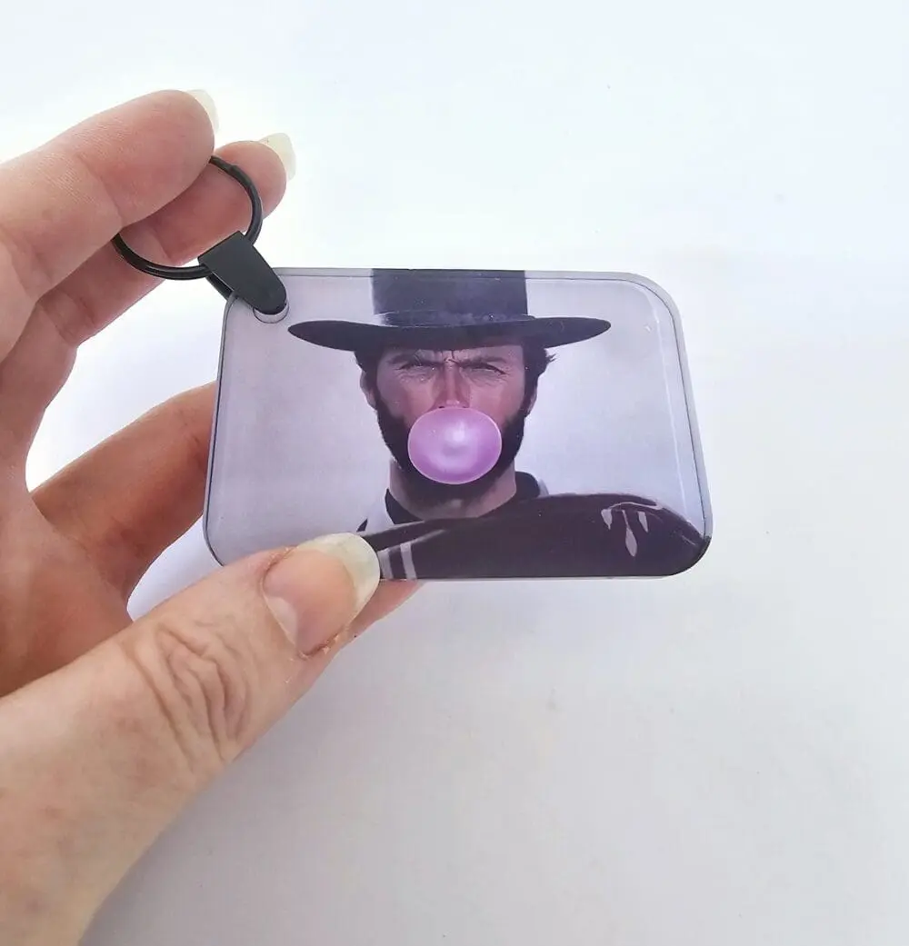 Subli Rect Keychain3 Laser Sublimation Blanks : 3 or 4mm RECTANGLE, 7.3 by 5cm Portrait or Landscape Subli-Acrylic, Disc + with split keyring & clip