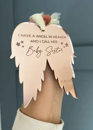 Laser Acrylic Shapes : MIRROR Acrylic Christmas Tree Shapes : Angel Wings Small/Large (3mm) [Black, Purple, Pink, Red, Blue]