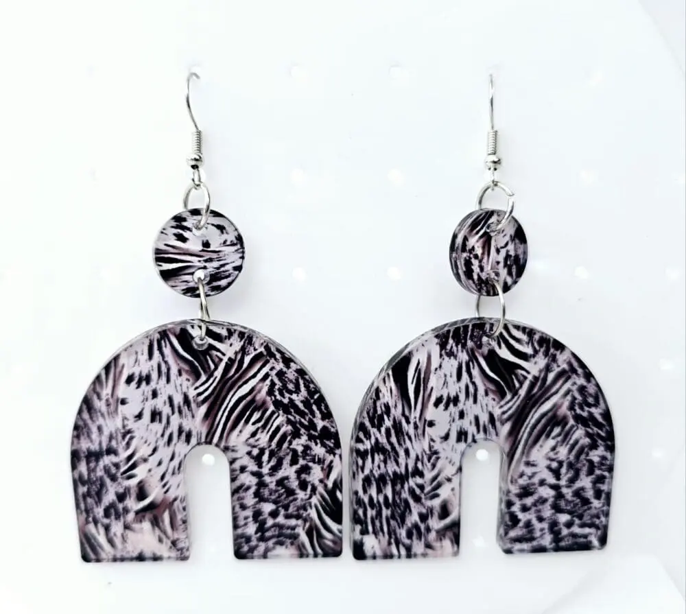 Boho Teired earrings EARR12b Laser Sublimation Blanks : (EARR12) 3mm Blank Boho Subli Acrylic Earrings + attachments