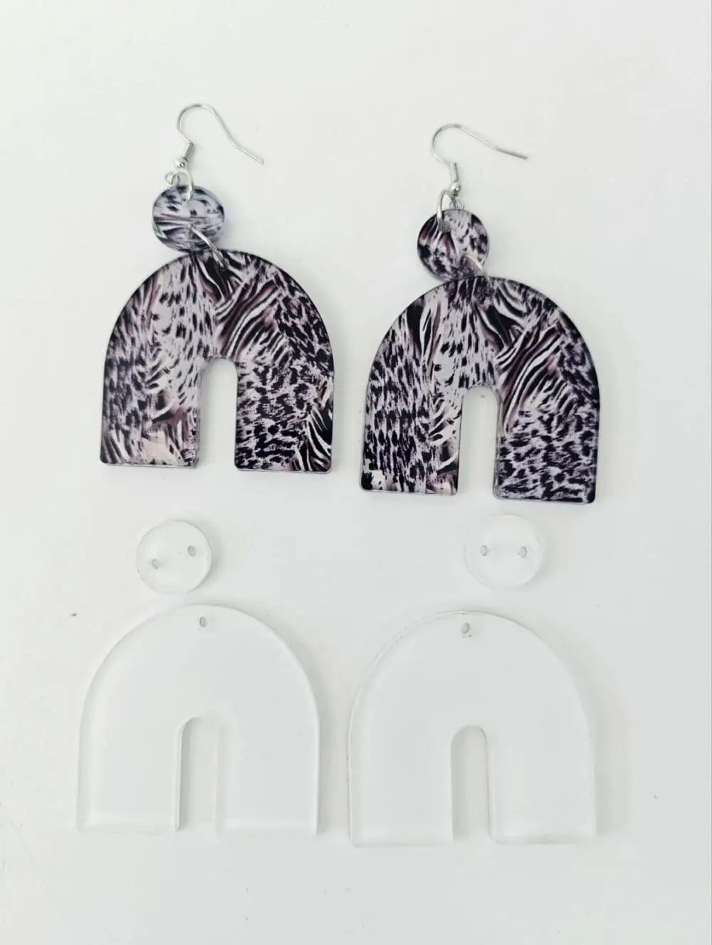 Boho Tiered earrings EARR12a Laser Sublimation Blanks : (EARR12) 3mm Blank Boho Subli Acrylic Earrings + attachments