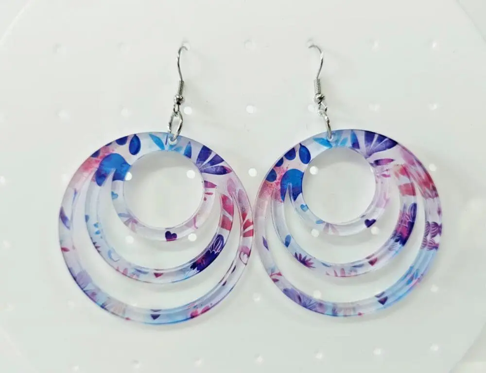 Circular Earrings EARR5b Laser Sublimation Blanks : (EARR5) 3mm Blank Subli Acrylic Circular Earrings + attachments