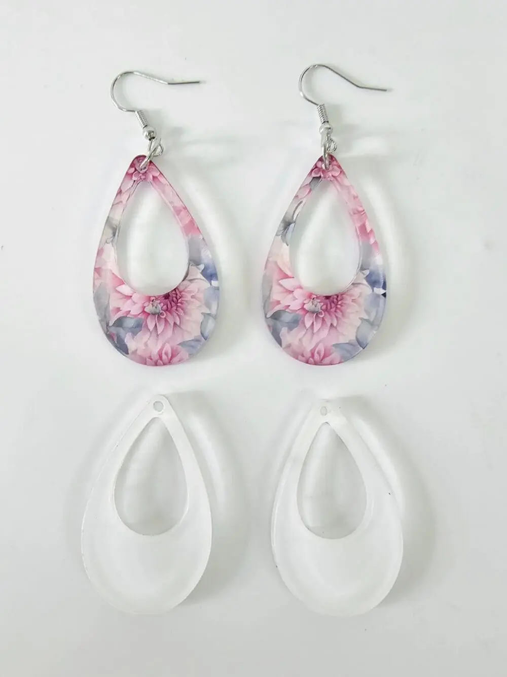 Laser Sublimation Blanks : (EARR2) 3mm Blank Subli Acrylic Hallow Tear Drop Earrings + attachments