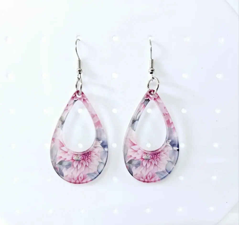 Laser Sublimation Blanks : (EARR2) 3mm Blank Subli Acrylic Hallow Tear Drop Earrings + attachments