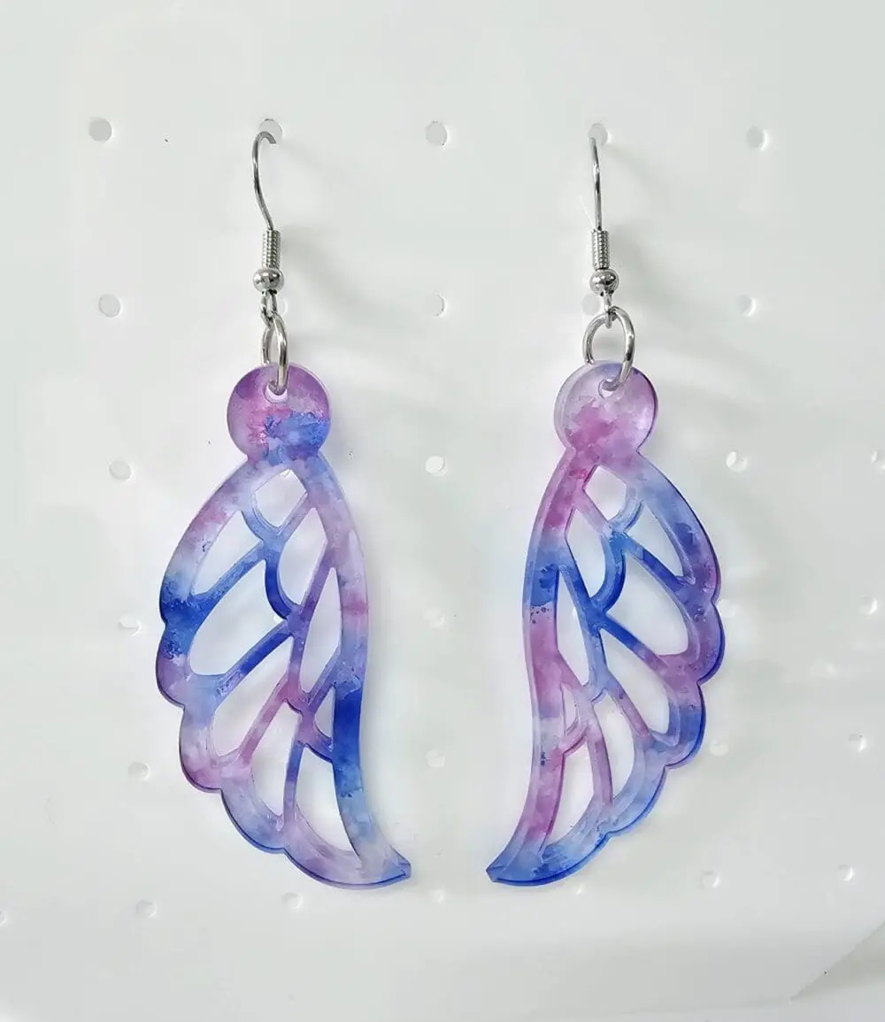 Laser Sublimation Blanks : (EARR4) 3mm Blank Subli Acrylic Angel Winged Earrings + attachments
