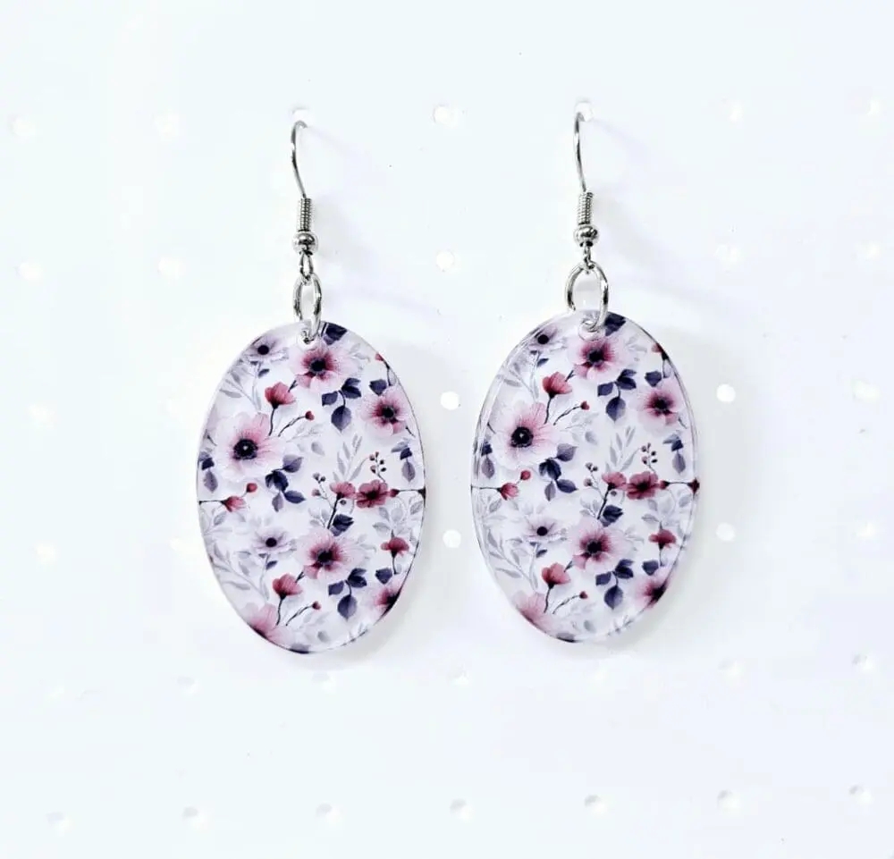 Oval Earring _ EARR3b Laser Sublimation Blanks : (EARR3) 3mm Blank Subli Acrylic Oval Earrings + attachments