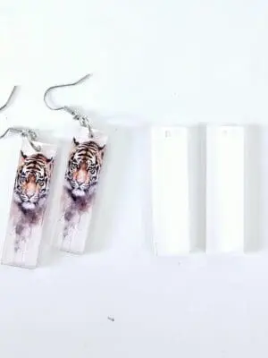 Rectanular Long EARR6a Laser Sublimation Blanks : (EARR6) 3mm Blank Subli Acrylic Rectangle Long Earrings + attachments