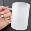 15oz Frosted mug holding Sublimation Blanks : 15oz Frosted Mug (Fine Glass) (TTX)