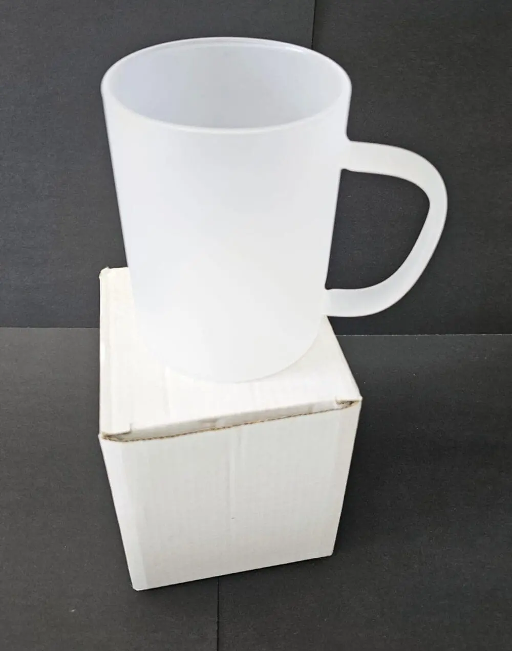 Frosted 15oz mug on box Sublimation Blanks : 15oz Frosted Mug (Fine Glass) (TTX)