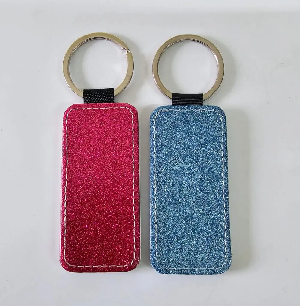 Pu Leather Group Sublimation Blanks : Glitter PU Leather keychains (TTX)