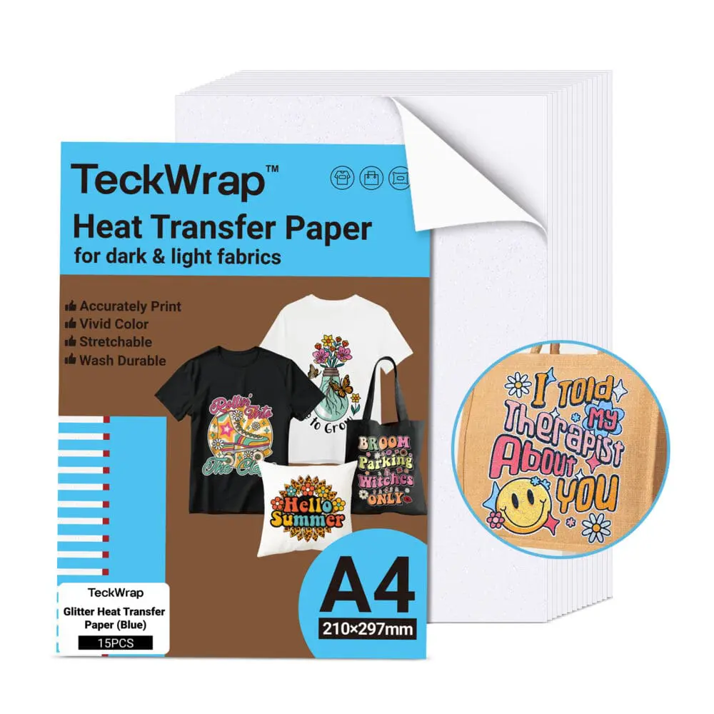 Glitter Blue Teckwrap : Heat Transfer Paper for Inkjet Glitter Blue
