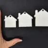 MDF House Keychain3 Laser Sublimation Blanks : Glossy MDF 3mm Single or Double Sided Sublimation House Keychain with split keyring & clip (S, M, L)
