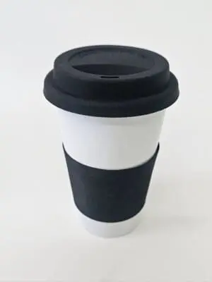 15oz Ceramic Mug Front Sublimation Blanks : 15oz Ceramic Latte Mug (With Silicone Black Lid) (TTX)